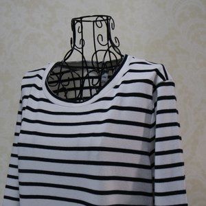 OLD NAVY White Stripe 3/4 Sleeve Dress
